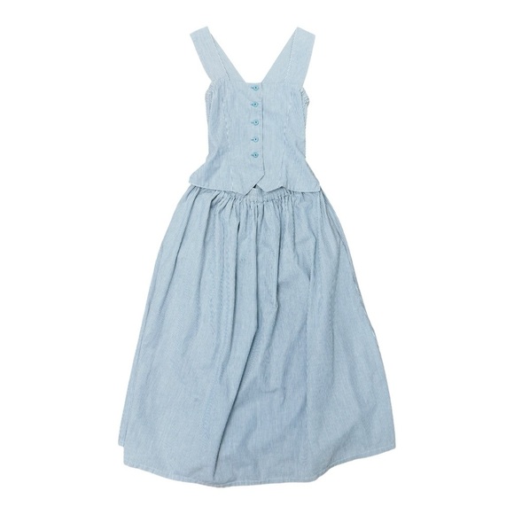 Blue Sleeveless V-neck Pleated Maxi Dress - Picture 1 of 7